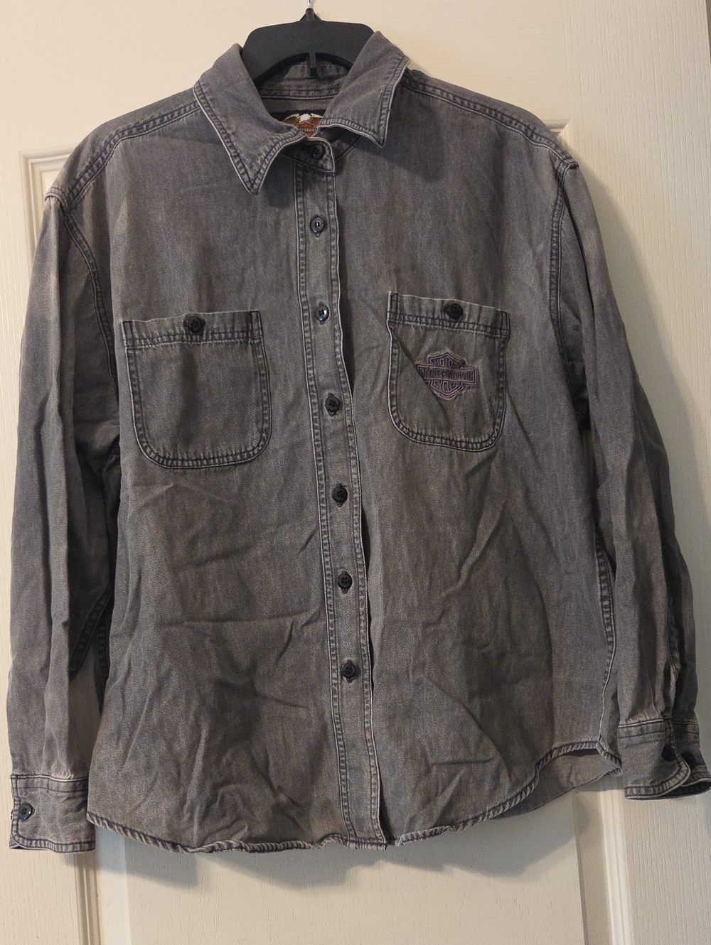 Harley-Davidson Washed Gray Button-Down Work Shirt